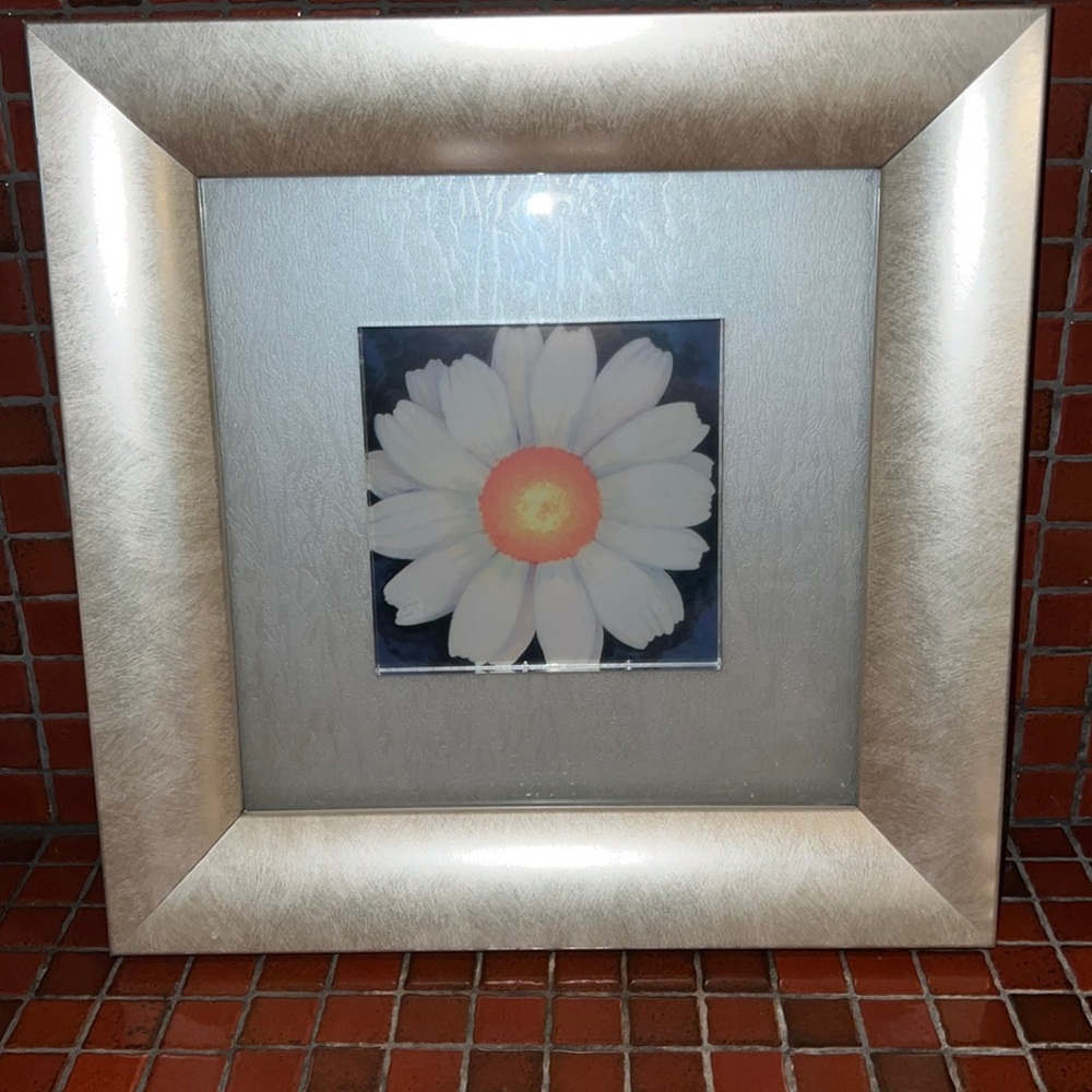 Crystal Flower Silver Frame Artwork